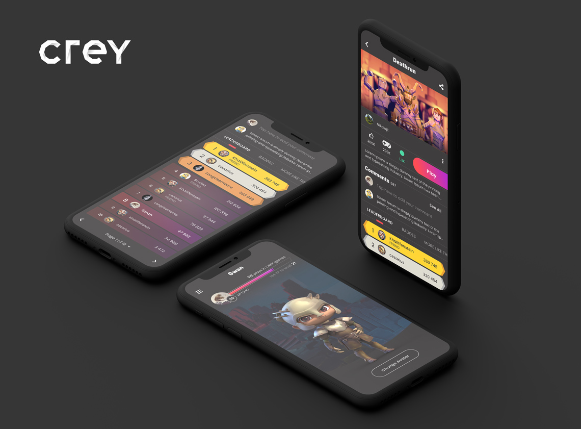 Crey Games Mobile App - DigitalSkin Design