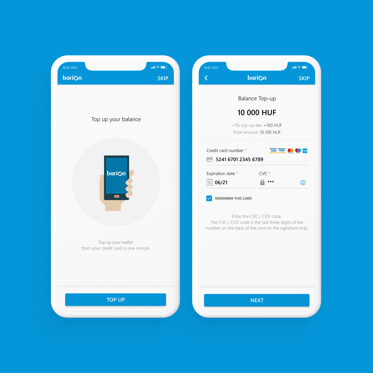 Barion wallet balance top-up flow from entry point to card payment