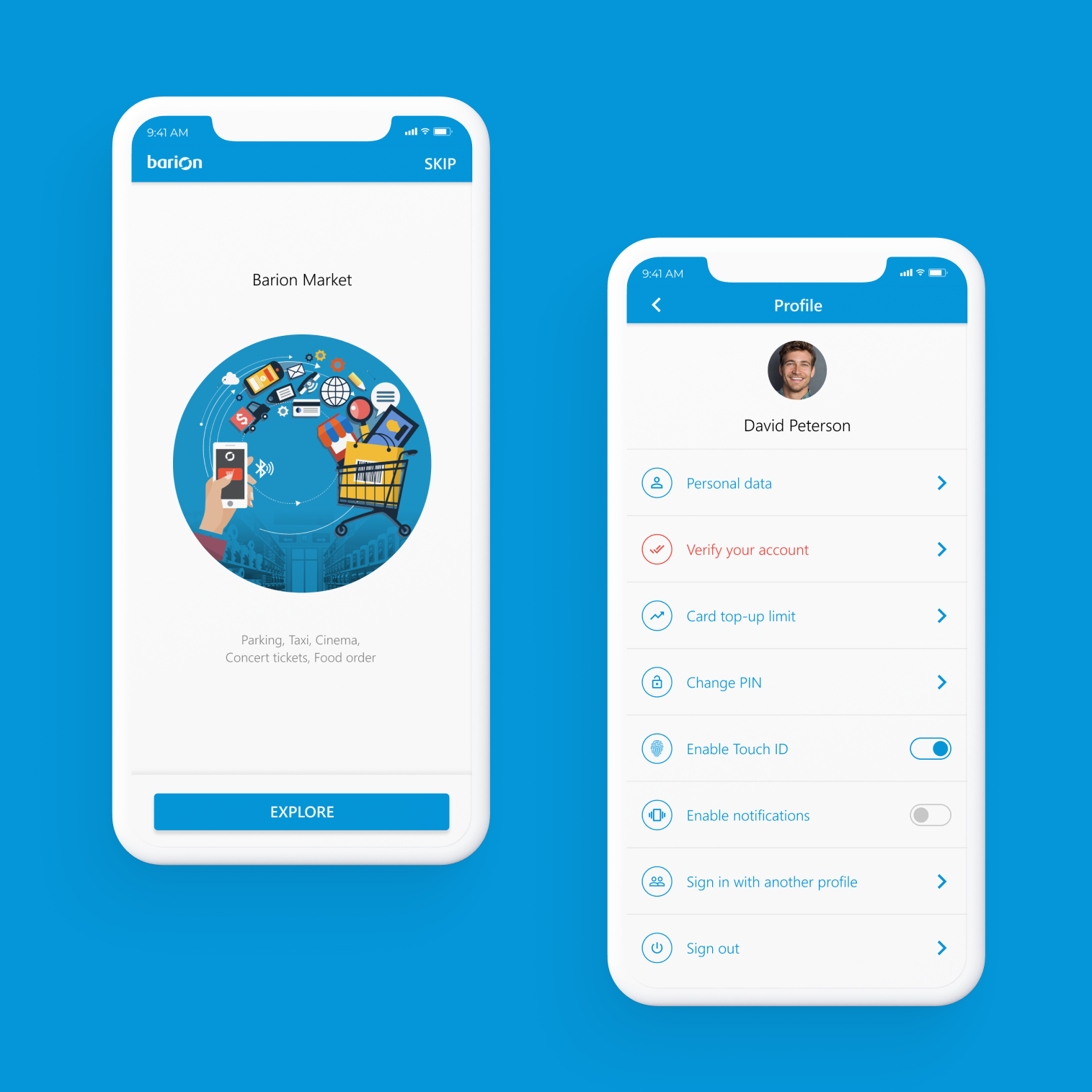 Barion Market and user profile experiences