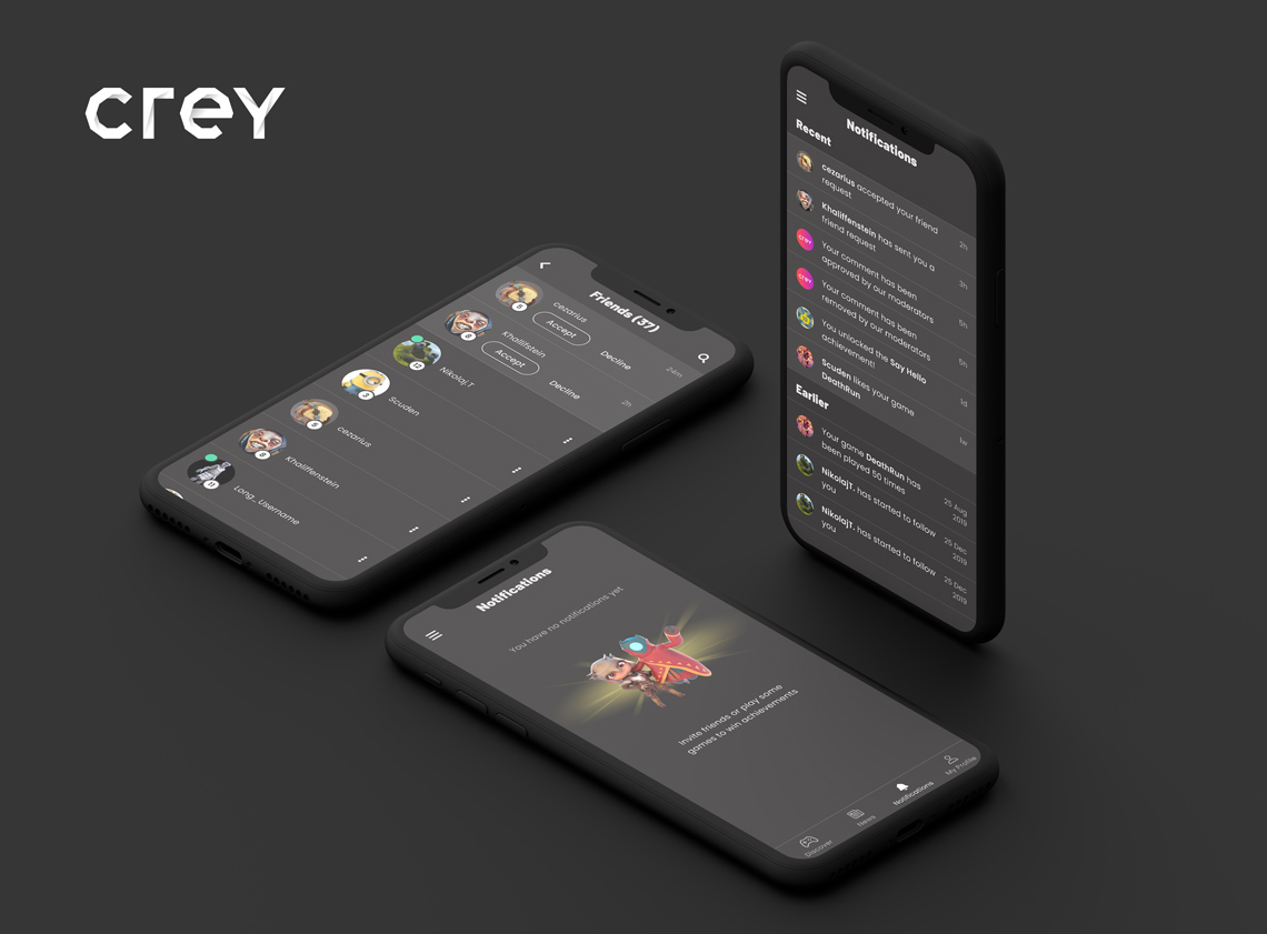 Crey Games Mobile App - DigitalSkin Design