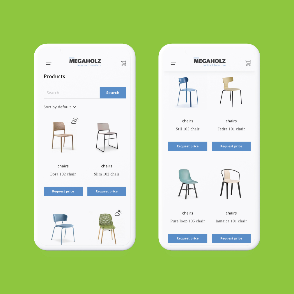 Megaholz product catalogue adapted for mobile