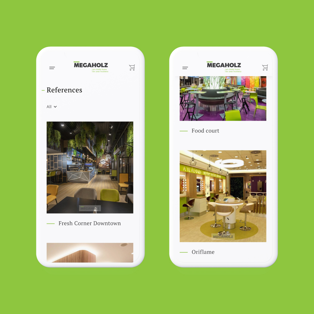 Megaholz product catalogue adapted for mobile