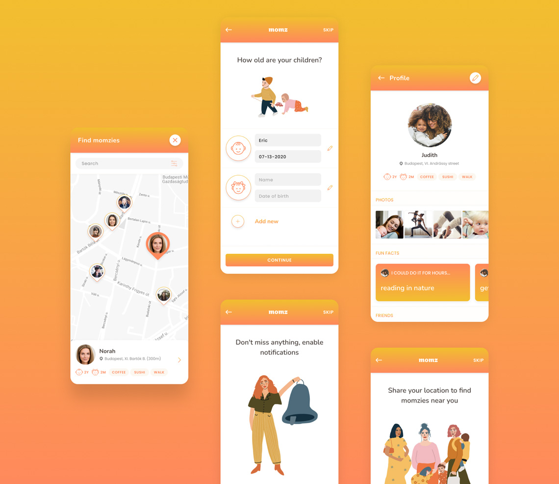momz Mobile App - DigitalSkin Design