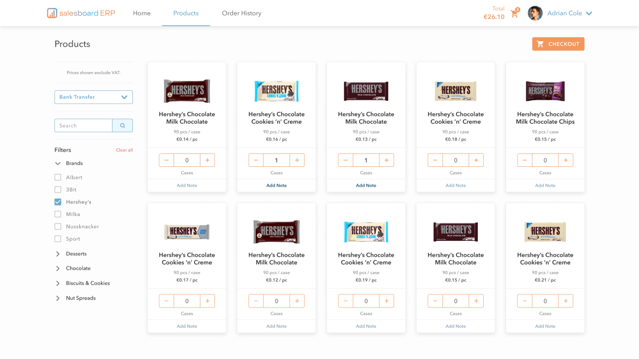 Salesboard ERP B2B product catalogue